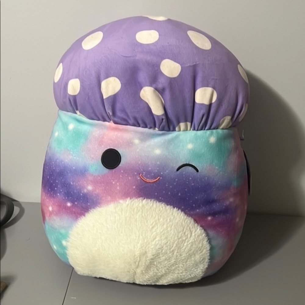 Squishmallow 16" Unai Cosmic Galaxy Purple Polk-a-Dot Mushroom Spots
